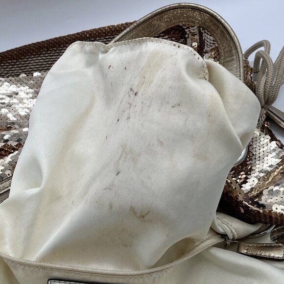 RARE Coach 15383 Poppy Gold Sequin Spotlight Satchel Purse Handbag READ - Picture 13 of 15